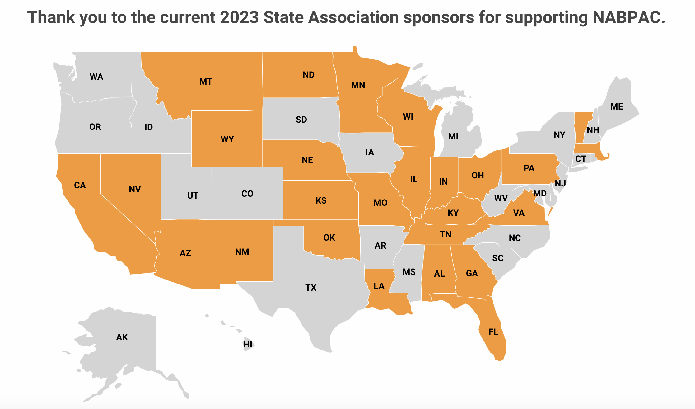 Map of the current 2023 state association sponsors