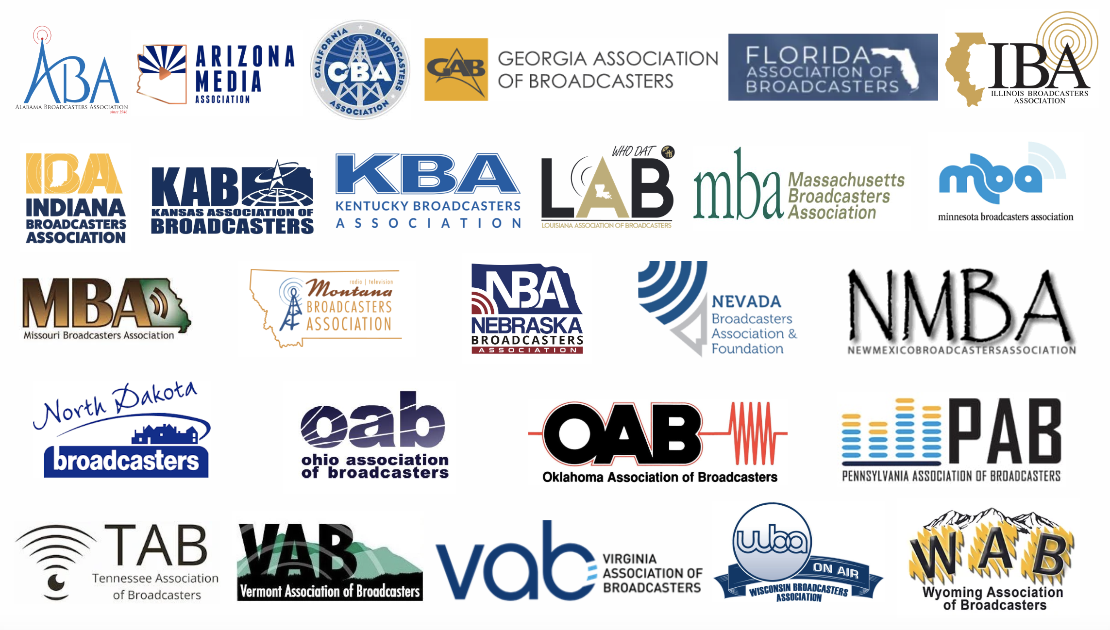 Logos of the current 2023 state association sponsors